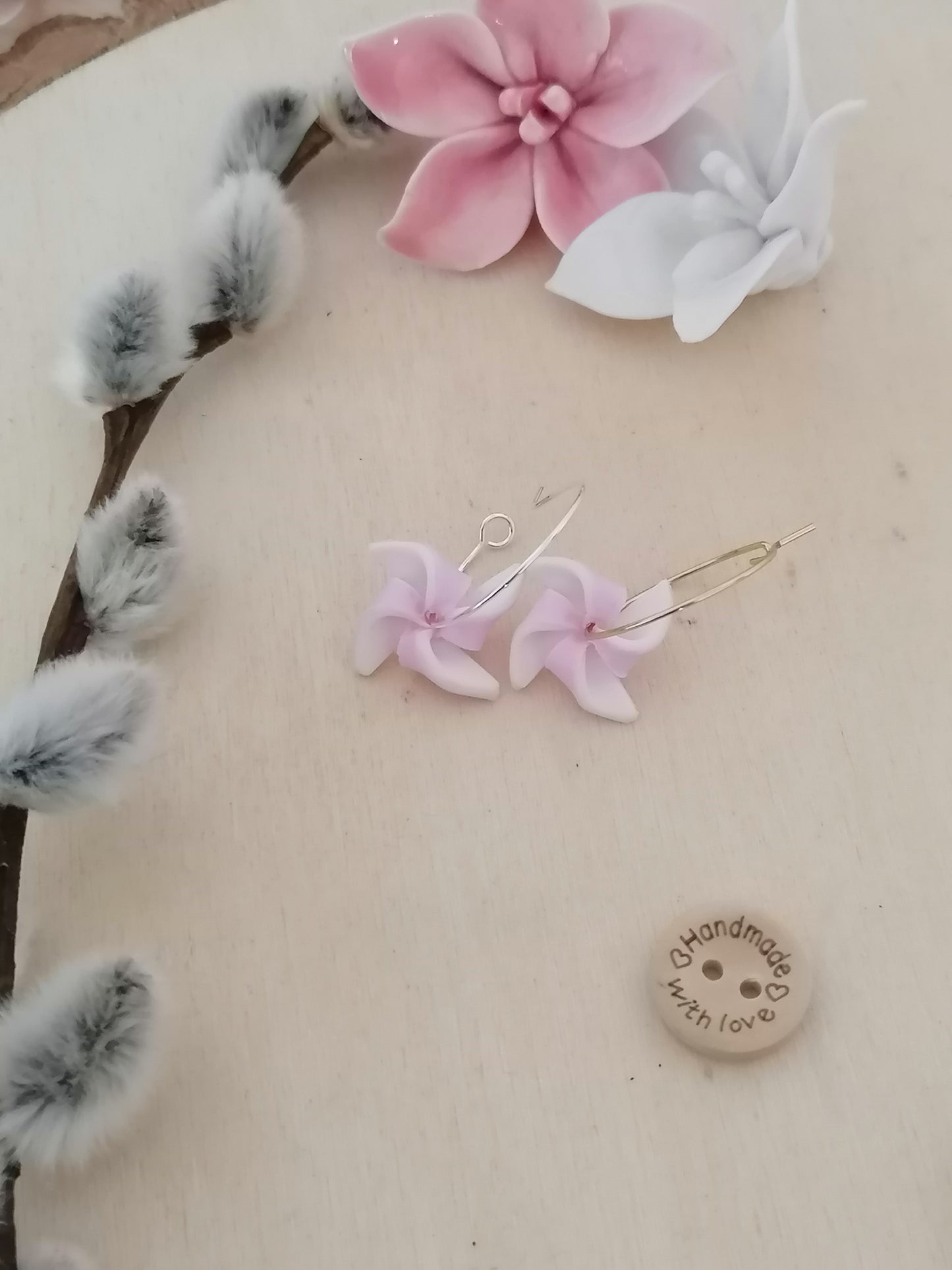 Windrad-Ohrringe (4 Ecken) – handgefertigt aus Fimo