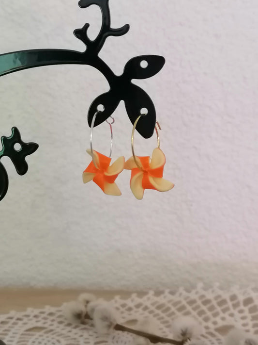 Windrad-Ohrringe (4 Ecken) – handgefertigt aus Fimo